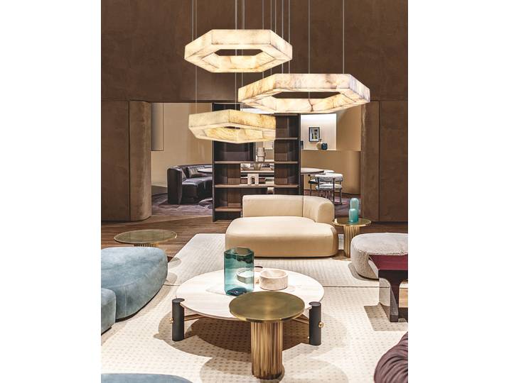 Construisez votre maison avec nos lampes suspendues hexagonales en marbre, éclairage LED, lustre, nouvelle tendance 2026, en albâtre pour salon