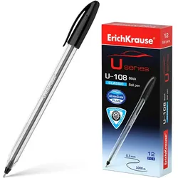Kugelschreiber 0,3mm 12er Pack Schwarz - Kulis Kulischreiber Stifte Schreibstifte für Schule & Bürobedarf - U-108 Classic