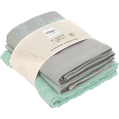 Geschirrtuch VOSSEN "SET Lobster Luxe 3xKÜT", grün (basil blush), B:50cm L:70cm, 100% Baumwolle, Geschirrtücher, Geschirrtuch, ideal für den täglichen Einsatz