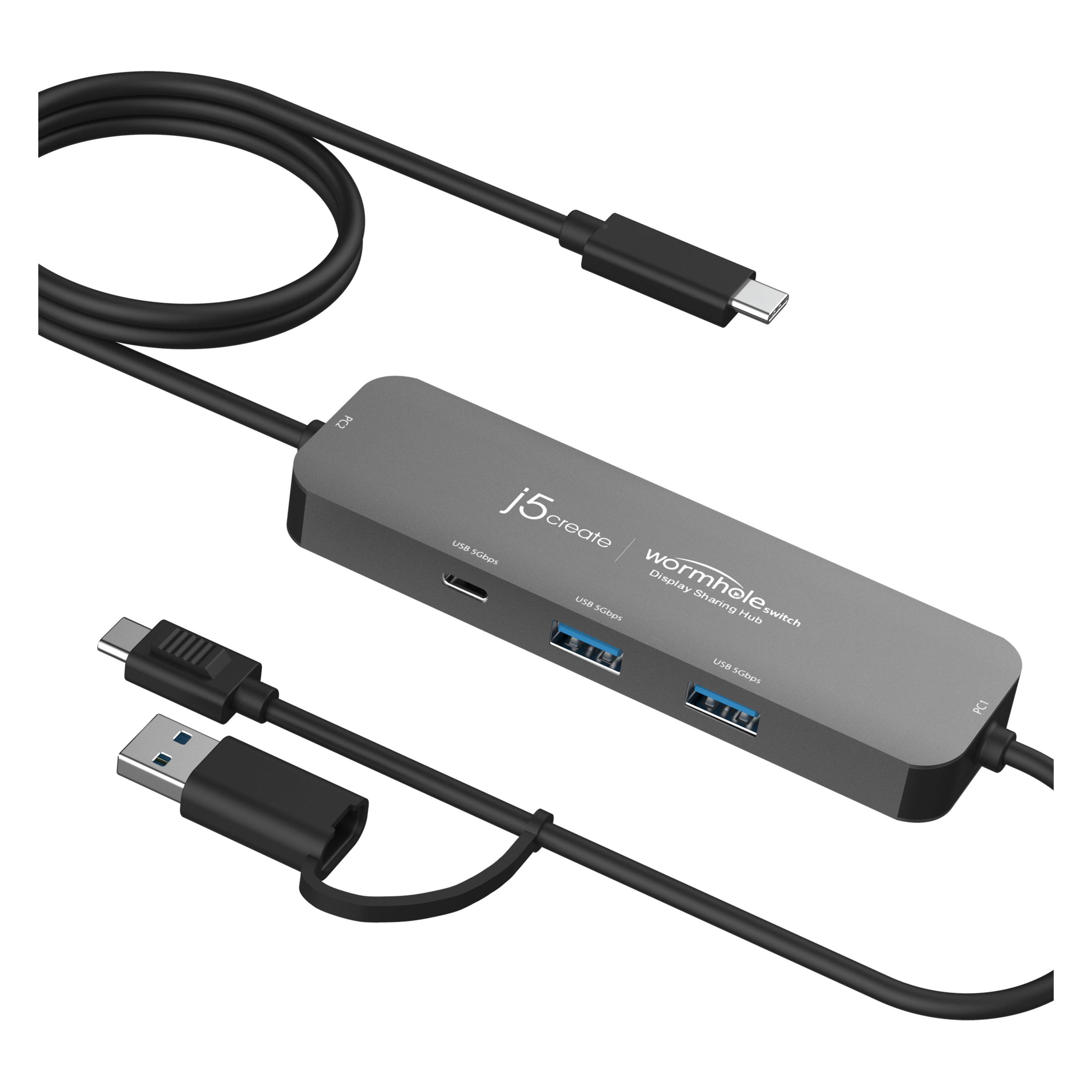 j5Create JCH462-N, USB 3.2 Gen 1 (3.1 Gen 1) Type-A + Type-C, USB 3.2 Gen 1 (3.1 Gen 1) Type-A, USB (USB-A, USB-C, 3 Ports) (JCH462-N)