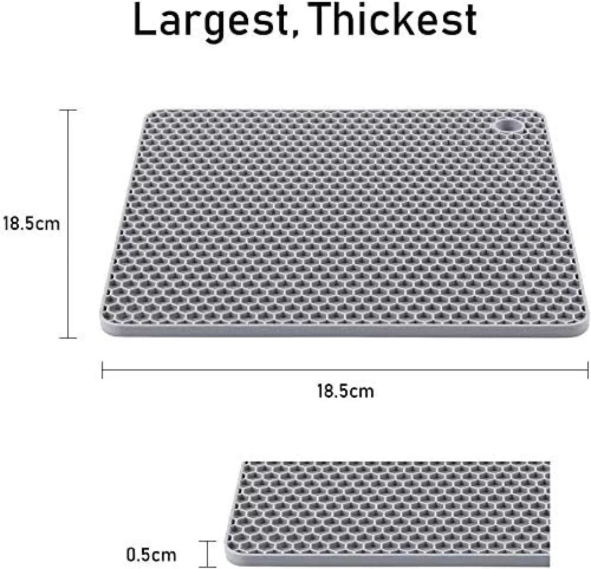INF 4er-Set Silikon-Topflappen - 18cm Quadratische Hitzebeständige Untersetzer Grau