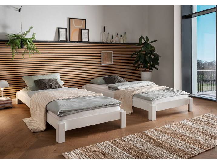 Stapelbett 90x200cm 'Dubi' Buche massiv weiß lackiert