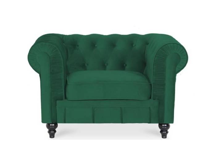 Fauteuil Chesterfield velours Altesse Vert