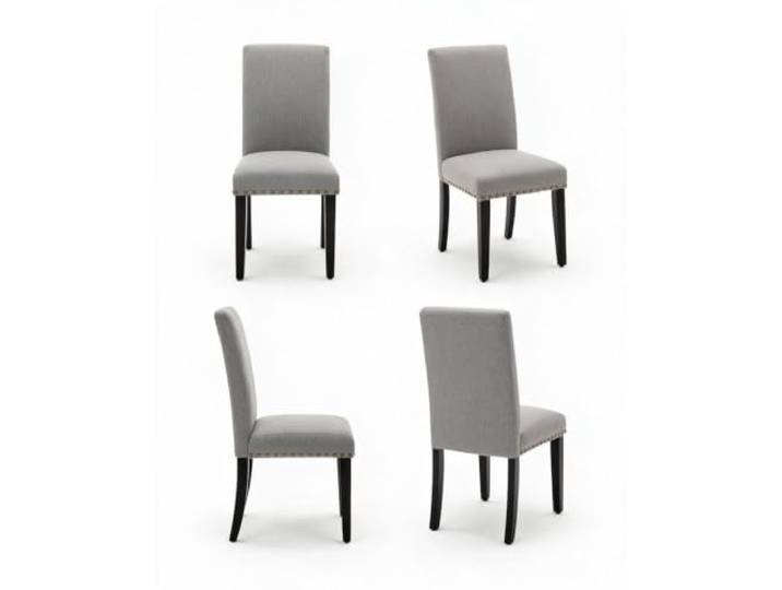 GarveeHome Esszimmerstühle 4er-Set Leinen Polster Holzbeine Grau 120 kg Gepolsterte Sitzfläche, Ergonomische Rückenlehne, Stabile Beine, Atmungsaktiv, Küche