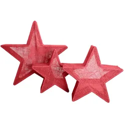 Weihnachtsstern Leuchtstern Esszimmer Deko Adventsstern Stoff rot LED 3er Set