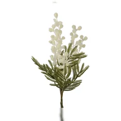 Decoris Künstliche Mimose mit Stiel 21x38cm Kunstblumen Dekoblumen Blumendeko Stielblumen Blumen Deko Blumenschmuck Weiß