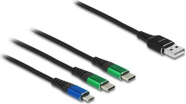 Delock 87882 USB Ladekabel 3-in-1 Type-A naar Micro USB en 2x USB, 1 m