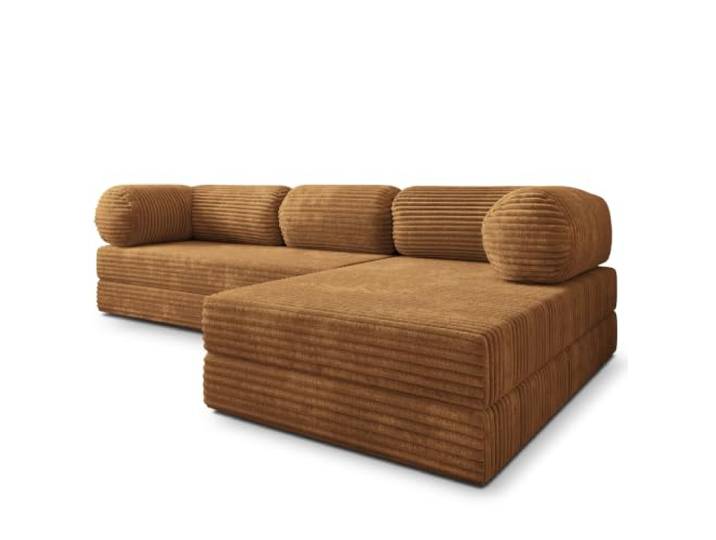 Masseno Schaumstoff-Ecksofas ETERA mit Schlaffunktion, Modulares Schlafsofa aus Schaumstoff, Klappbares Bodensofa, Boneless, Ohne Montage - Orange, TILIA 56