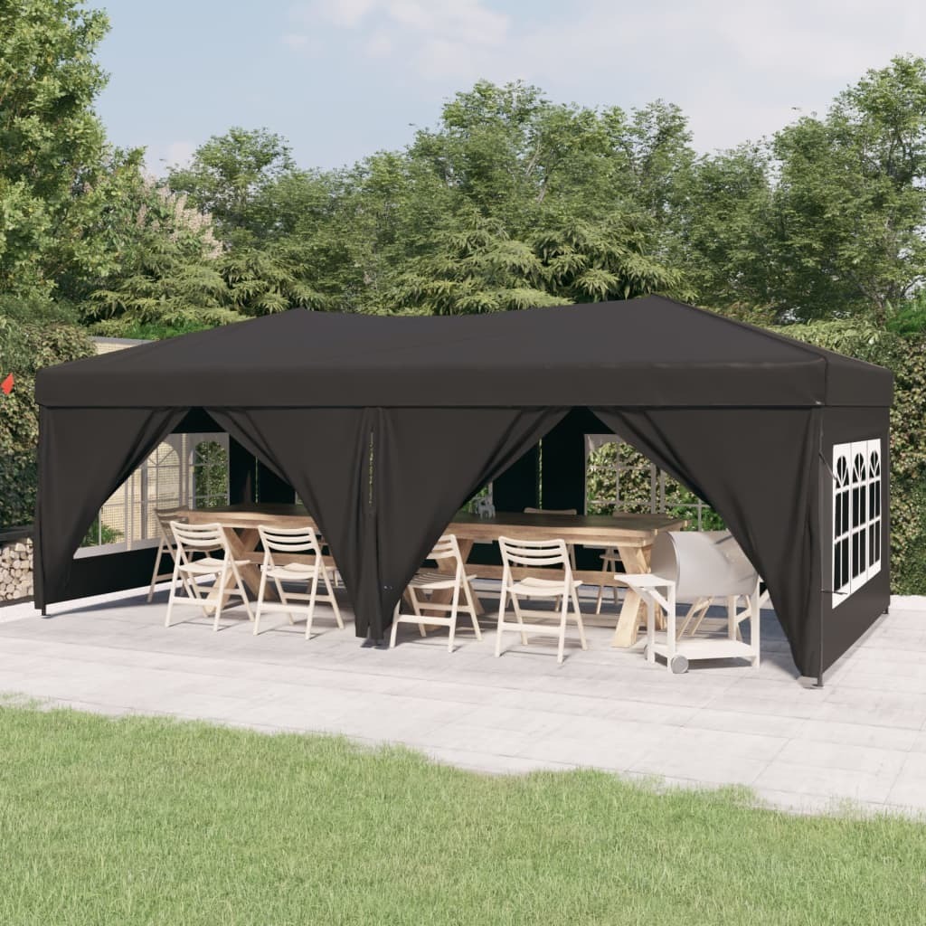 The Living Store Partyzelt Faltbar mit Seitenwänden Anthrazit 3x6 m
