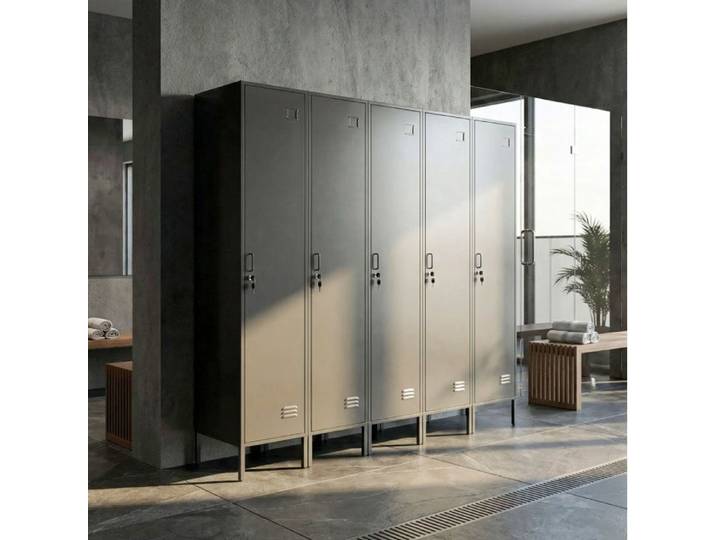 Armoire vestiaire en acier noir 40 x 40 x 179 cm avec porte verrouillable penderie et compartiment