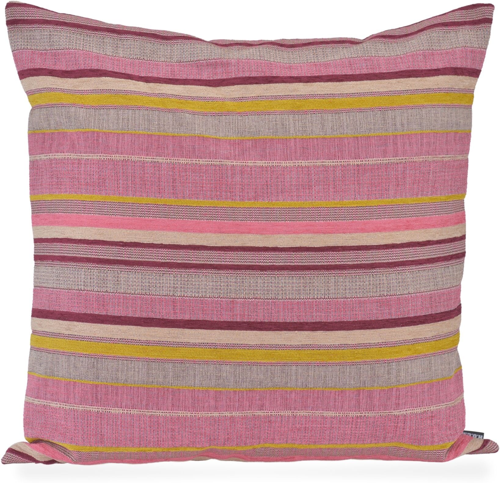 Dekokissen H.O.C.K. "Mary", pink (mais, pink, violett, gestreift), B:60cm H:10cm L:60cm, Baumwolle, Polyester, Dekokissen_Sitzkissen_Kissenhüllen, Dekokissen, Rückenkissen inkl. Füllung, 60x60cm, Dekokissen Streifen, pink mais, pink, violett, gestreift B/
