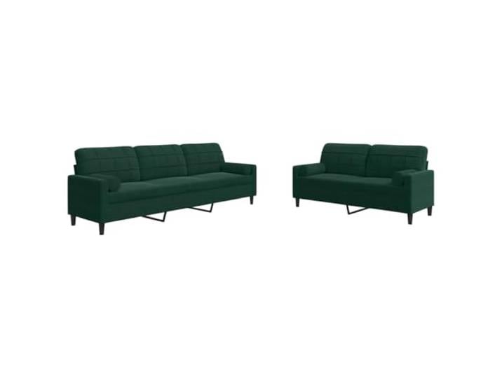 SDWEHBJ 2-TLG Sofagarnitur mit Kissen und Nackenrollen, Wohnzimmergarnitur, Ecksofa, Bequeme Polstergarnitur für Empfangsräume, 226x77x80 cm Dunkelgrün Samt