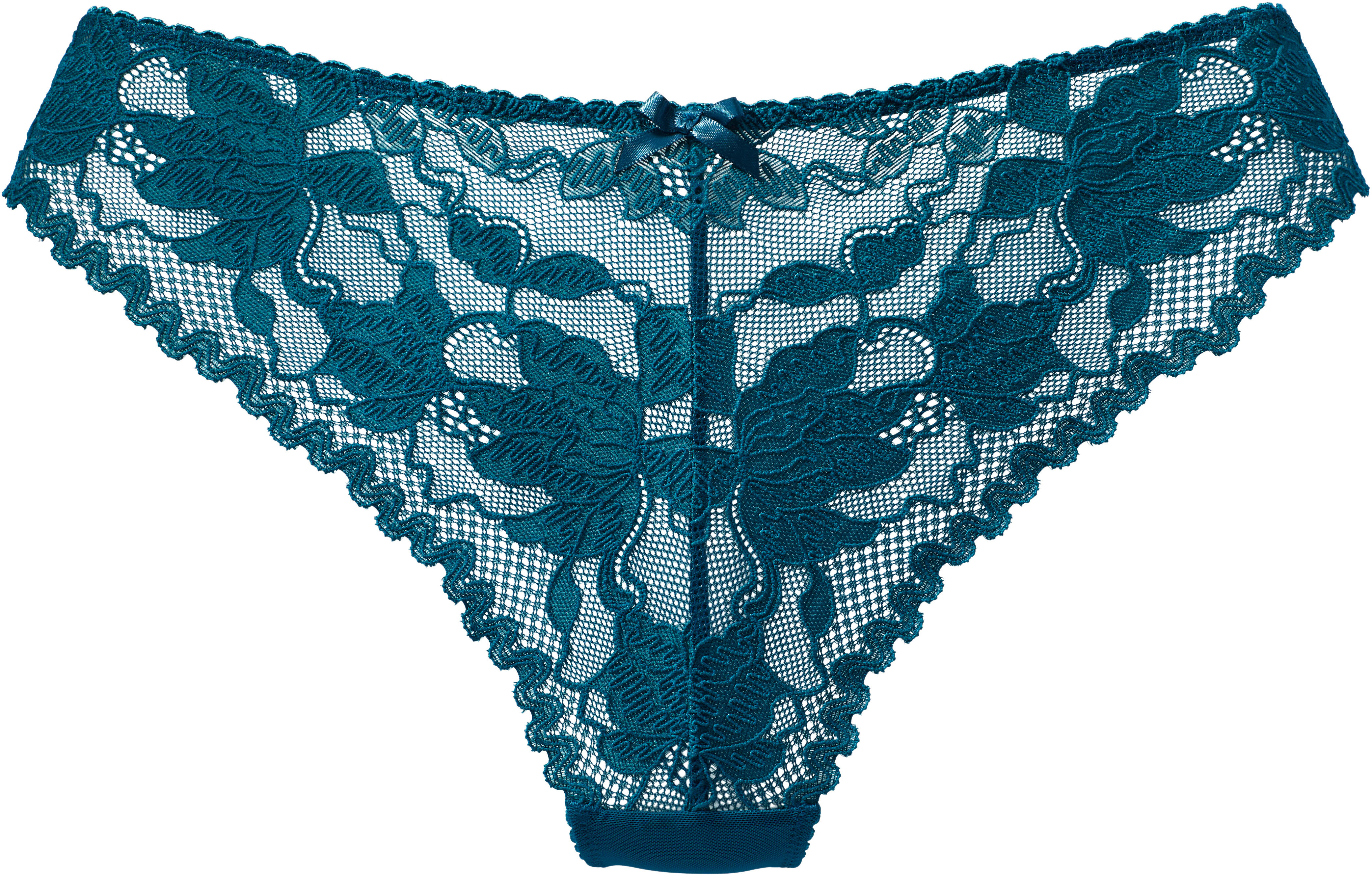 String LASCANA, Damen, Gr. 44/46, Spitze, grün (smaragd), Spitze, Obermaterial: 90% Polyamid, 10% Elasthan, Unterhosen String, aus floraler Spitze smaragd 44/46, Spitze