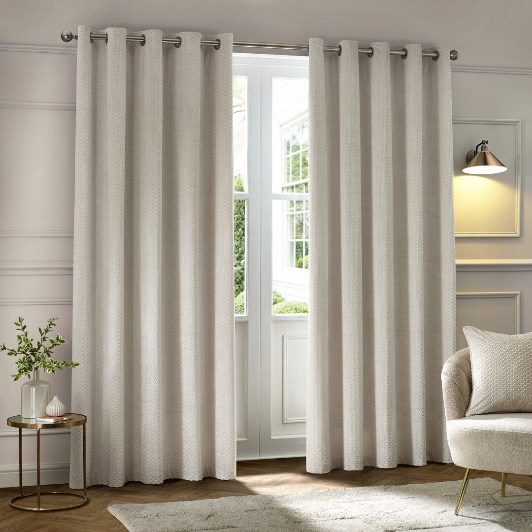 Paoletti Neptune Room Darkening Curtain Pair Ivory 229cm Width x 229cm Drop