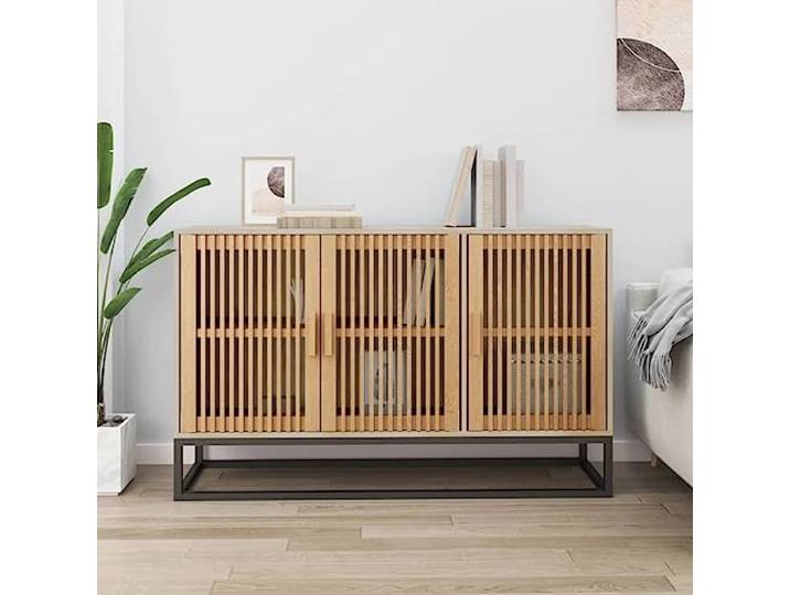RJPLMFV Anrichte, 105 x 30 x 65 cm, Holz, mit Türen Stabiler Eisenfuß, großer Stauraum, feuchtigkeitsbeständig, Anzeigefunktion