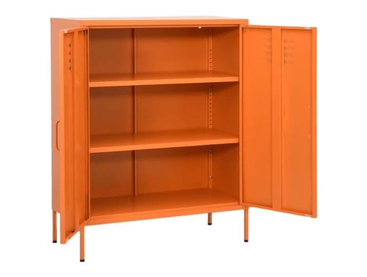YUTAASU Stahl Sideboard Orange 80x35x101,5 cm 2 Tueren