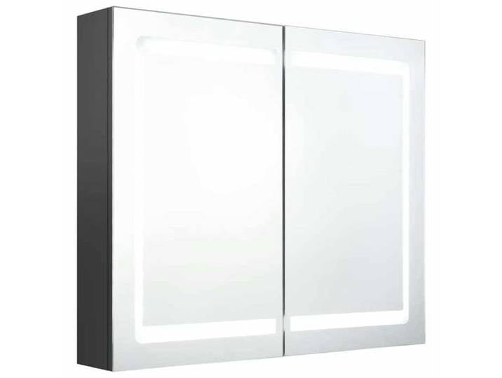 En solde  Cabinet murale Armoire de bain à miroir LED gris 80x12x68 cm A443