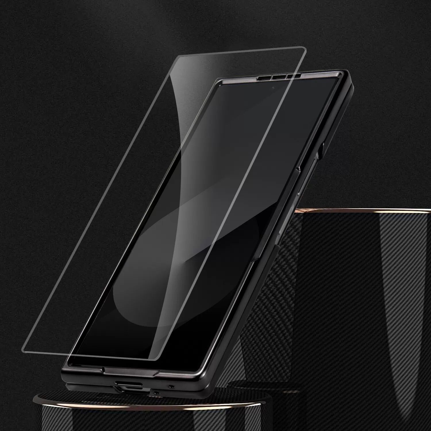 INF Étui Noir en Cuir PC avec Support Compatible avec Samsung Galaxy Z Fold4 - Antichoc & Anti-Empreintes