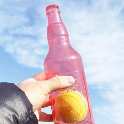 Smart Shopping Spot Durable Pet Chew Toy TPR Beer Bottle With Tennis Ball For Dogs red