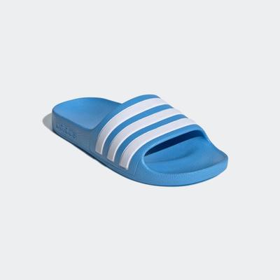 Badesandale ADIDAS SPORTSWEAR "AQUA ADILETTE", Mädchen, Gr. 35, weiß (blau burst, ftwr weiß, blau burst), Synthetik, Schuhe Badelatschen Pantolette, Badelatschen, für Kinder & Jugendliche