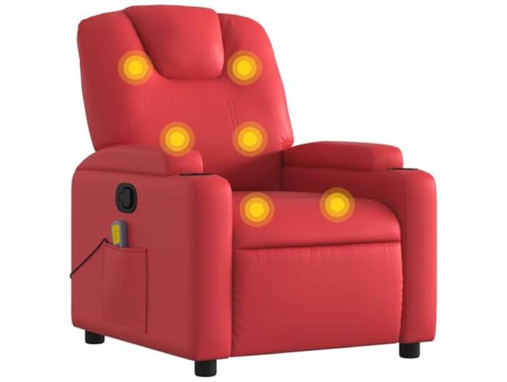 vidaXL Massagesessel, Sessel Verstellbare Rückenlehne, Fernsehsessel Relaxsessel mit Vibrationsfunktion, Liegesessel Polstersessel Ruhesessel, Rot Kunstleder