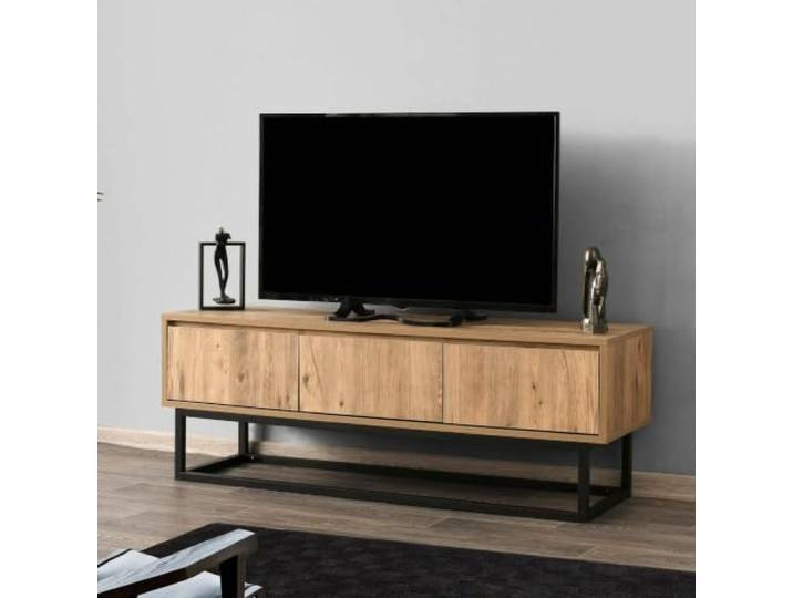 Dmora TV-Schrank Suhail 140x40x50 cm Braun, 3 Schubladen