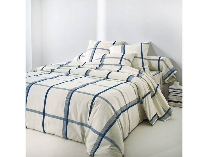 Linge de lit César en coton imprimé carreaux - Blancheporte