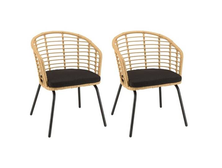MACABANE MALO - Lot de 2 fauteuils en rotin synthétique couleur naturelle