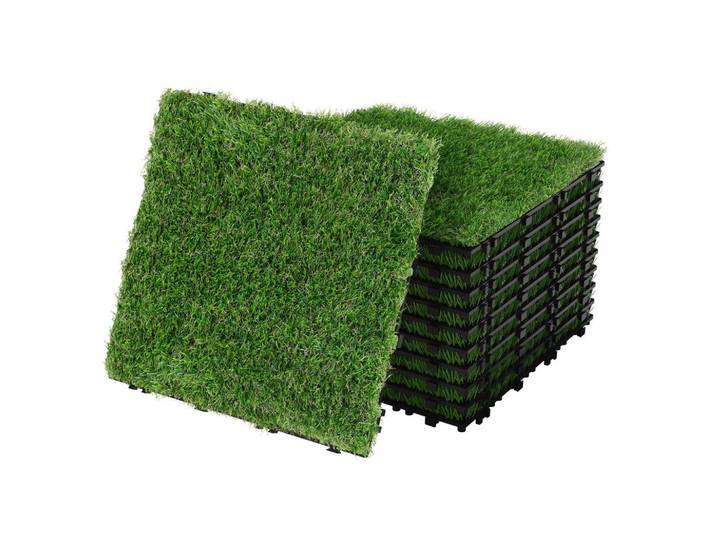 Ml-Design Kunstrasen Fliesen 30x30 cm/44 Stück=4m² mit Klicksystem und Drainage, Grün, Kunststoff, Quadratisch, 30x3.5x30 cm, pflegeleicht, Teppiche und Böden, Terrassenböden & Balkonböden, Kunstrasen