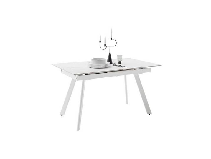 freiraum Kulissen-Esstisch PARENZO, ausziehbar 180cm, weiß marmoriert, Keramik - 140/180x76x90cm (BxHxT)