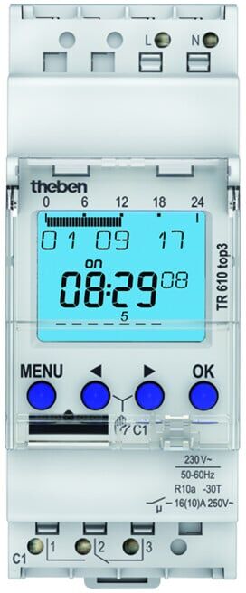 Theben Programmateur horaire numérique hebdomadaire TR 610 top3 (6100130)