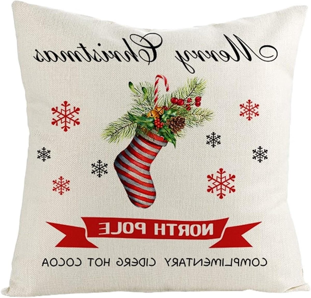Linnen kussenhoes voor decoratie in rood, zwart en wit - 45 x 45 cm