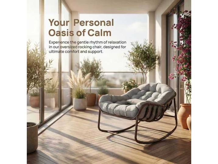 Fauteuils à bascule, canapé de détente en rotin, fauteuil œuf avec coussin rembourré – Fauteuil à bascule œuf pour salon, véranda, jardin, terrasse