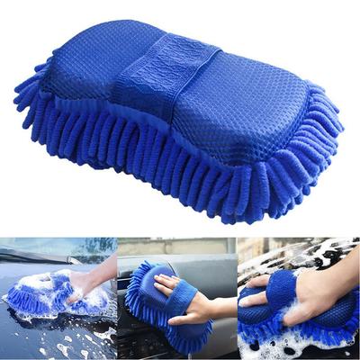 Car Care Detailing Brushes, Microfiber Washer Sponge, Auto Gloves Styling Supplies Accessories light Blue