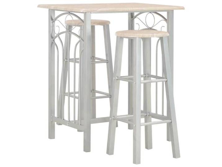 Gris - Ensembles de meuble - Ensemble de bar 3 pcs - Bois et acier 6710