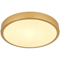 Deckenleuchte Deckenlampe Wohnzimmerlampe Schlafzimmerlampe Esszimmerleuchte rund messingfarben, Metall Kunststoff, 1x LED 15W 990lm 3000K warmweiß, D 25 cm