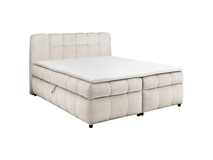 Esposa Boxbett, Creme, Kunststoff, H2, 180x200 cm, Matratze geteilt, Topper durchgehend, gepolstertes Kopfteil, Schlafzimmer, Betten, Doppelbetten