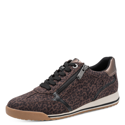 Keilsneaker MARCO TOZZI, Damen, Gr. 38, grau (leo, taupe), Lederimitat, Textil, Schuhe, Freizeitschuh, Schnürschuh mit angesagtem Animal-Prints