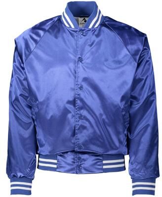 Augusta Sportswear 3610 Satin Baseball Jacket/Striped Trim in Columbia Blue/White size XS   Nylon