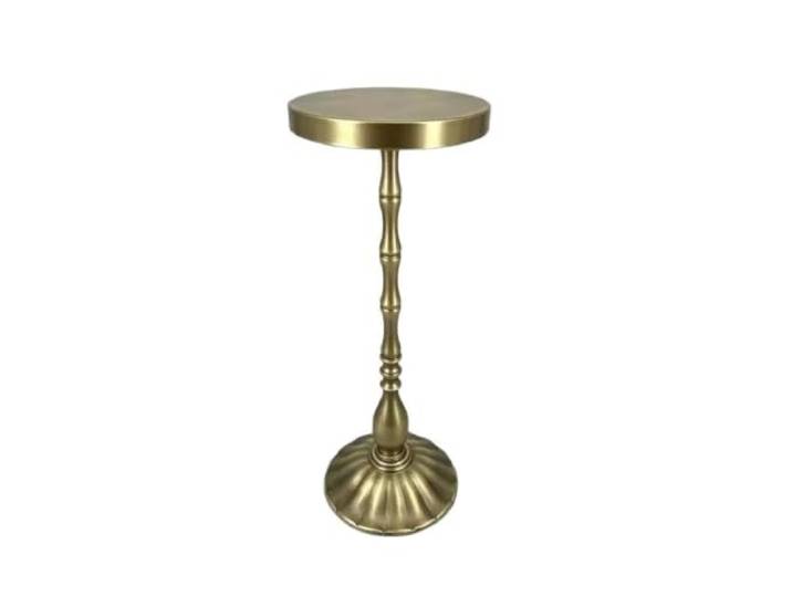 EKalgretrA Vintage-Couchtisch Mit Gegliederter Säule Im Used-Look Metallischer runder Tisch in Antik-Bronze, Wohnzimmer-Dekoration(Color 1)