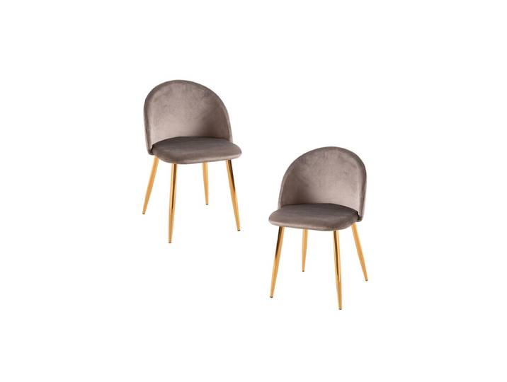 2er Set Vint Samt Golden Stühle - Gris clair