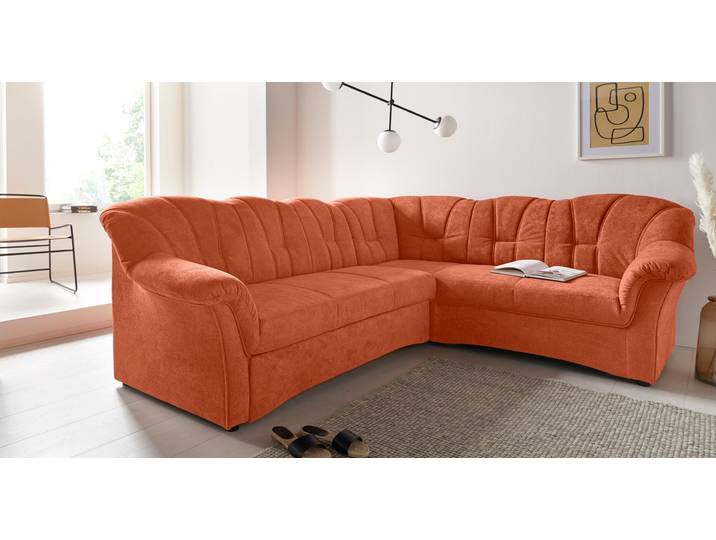 Ecksofa, 242x190 cm, Luxus-Microfaser, Orange, L-Form, Modern, Domo-Collection