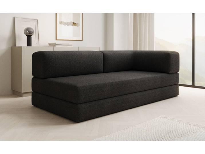 Designer Sofa-Chaise Longue Lazy in Bouclé - Schwarz - Bouclé - Luxusbetten24