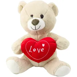 Plüschtier Teddybär mit Herz Creme Beige 30cm