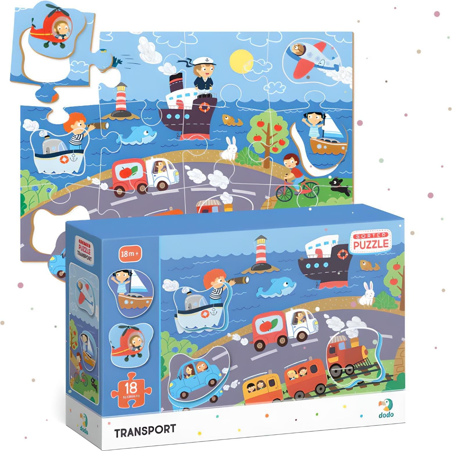 DoDo Puzzel sorteerder Transportmiddelen met 18 onderdelen