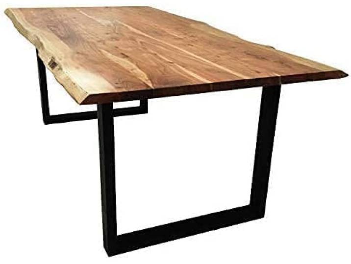 SAM Esstisch Quarto 260x100 cm Akazie natur / U-Gestell schwarz massiv, Echte Baumkante, Akazienholz naturfarben, Tischplatte 26 mm, Industrial-Design, Baumkantentisch, Esszimmertisch