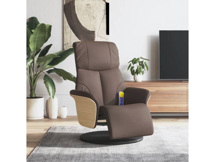 vidaXL Massagesessel mit Fußteil Braun Kunstleder