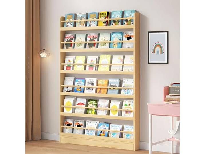 Hyunbdes Kinderbücherregal Wandregale, platzsparendes Regal hinter der Tür, schnelle und Flexible Montage – hohes Holzregal für Kinderzimmer, Kinderzimmer, Schlafzimmer