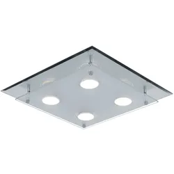 Decken Leuchte Dimmer Fernbedienung Chrom Wohn Zimmer Glas Lampe im Set inkl. LED RGB Leuchtmittel