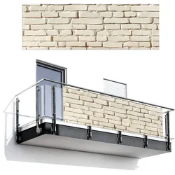 BALKON-SICHTSCHUTZ Ziegel - Wand - Licht - Weiß Windschutz 300x100 cm